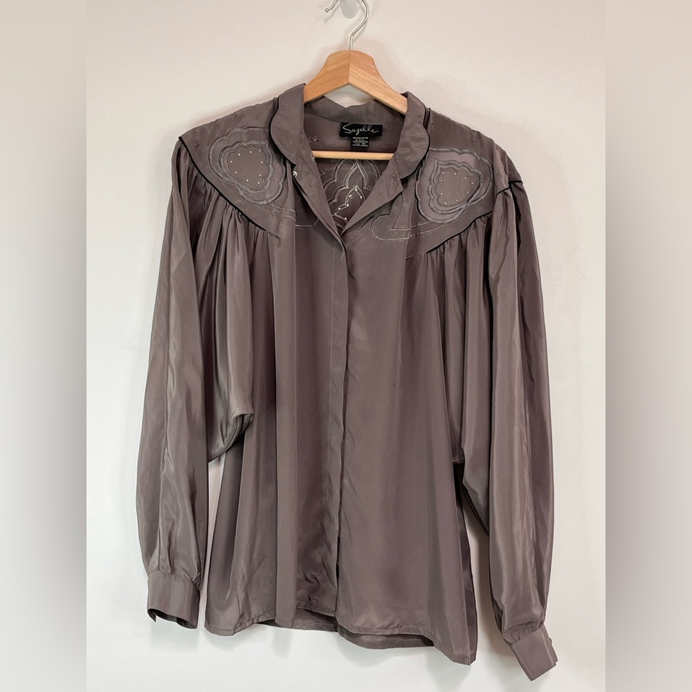 Suzelle Charcoal Blouse EUC Size 10